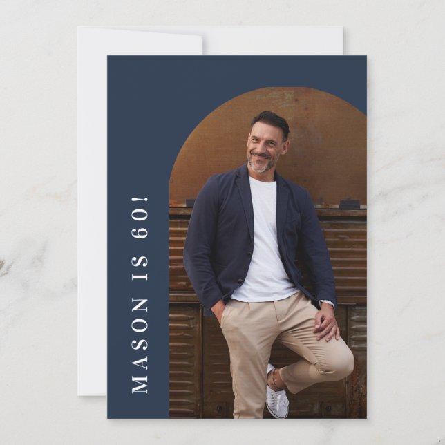 sixty arch photo 60th modern simple birthday party invitation (Front)