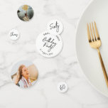 Sixty | Black & White Modern 60th Birthday Photo Confetti<br><div class="desc">Add detail to your special day with this stylish 60th birthday photo table confetti. This design features a chic brush script "Sixty",  "Cheers",  "Birthday" in black & white color combo. More designs and party supplies are available at my shop BaraBomDesign.</div>