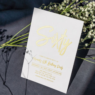 Sixty   Chic Foil Script 60th Birthday Party Invitation