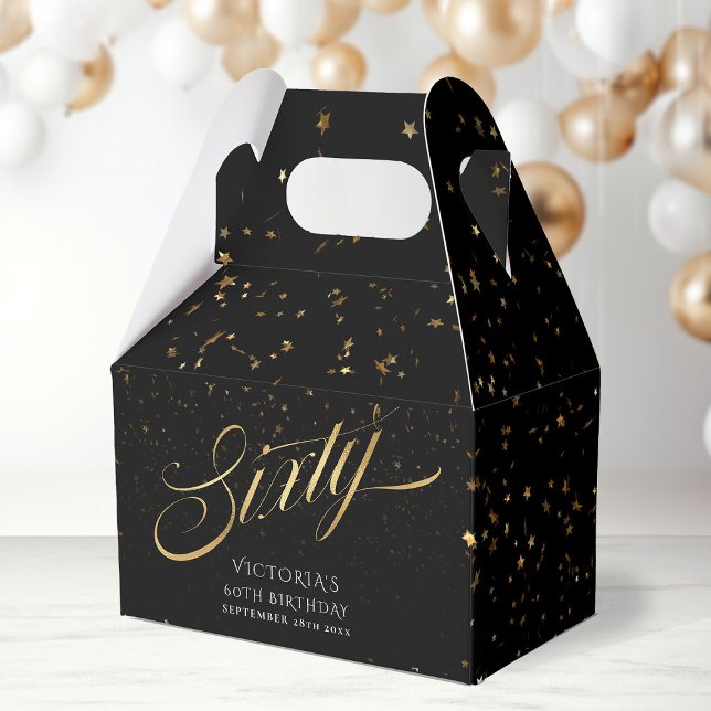 Sixty Elegant Black and Gold 60th Birthday Party Favor Boxes (Sixty Elegant Black and Gold 60th Birthday Party Favor Boxes)
