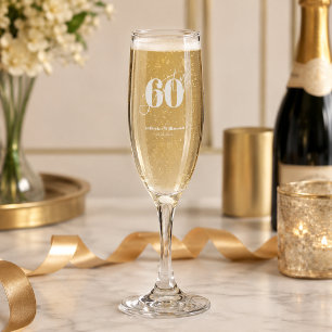 Sixty Elegant Blue & Gold 60th Birthday Champagne Flute