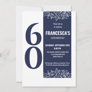 Sixty Elegant Floral 60th Birthday Party Invitation