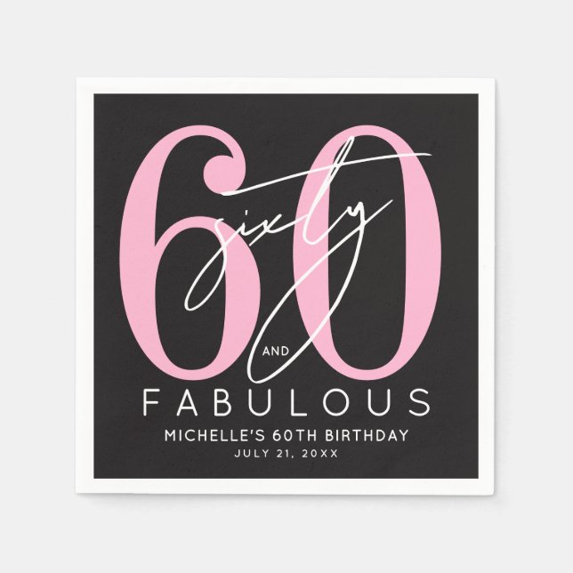 Sixty Fabulous 60th Birthday Party Napkins (Front)
