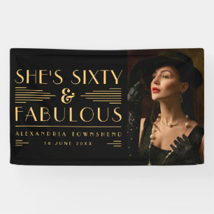 Sixty & Fabulous Art Deco Photo 60th Birthday Banner