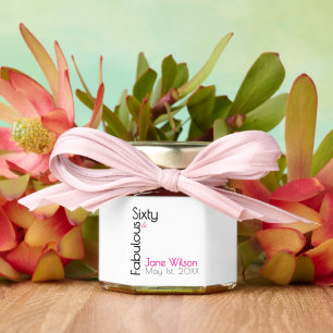 Sixty Fabulous Birthday Chic Pink & Black Honey Jar Favors