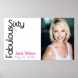 Sixty Fabulous Birthday Chic Pink & Black Poster
