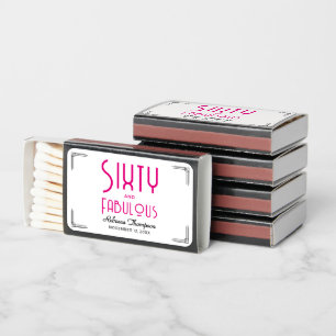 Sixty Fabulous Black White Art Deco 60th Birthday Matchboxes