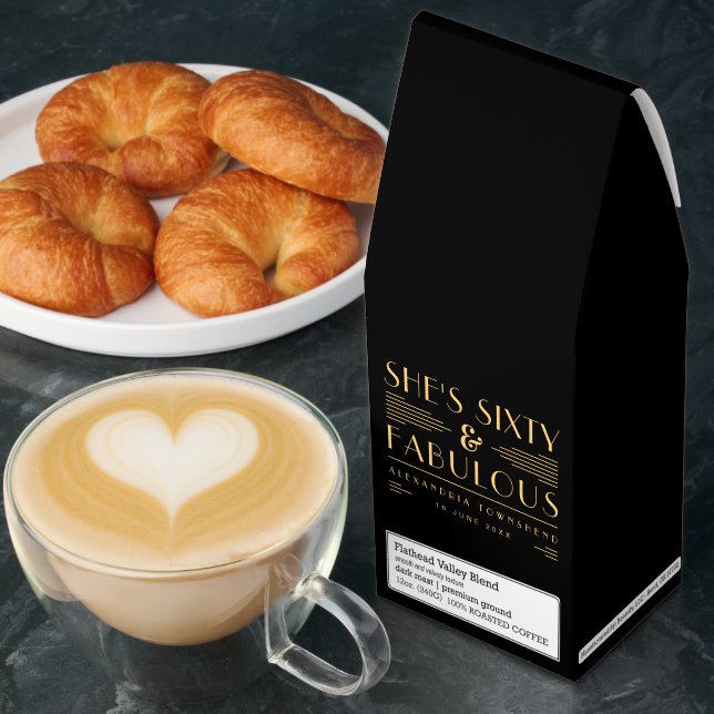 Sixty & Fabulous Chic Art Deco 60th Birthday Roasted Coffee (Breakfast)