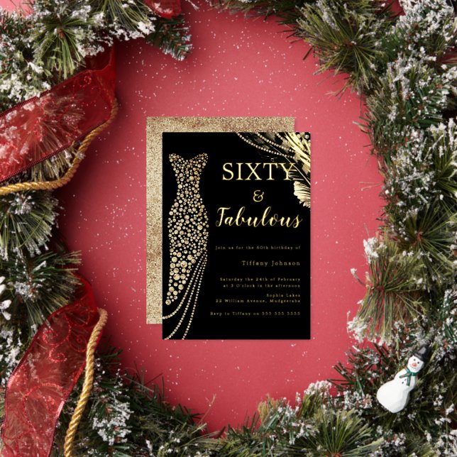 Sixty & Fabulous Elegant Gold Dress 60th Birthday Foil Invitation | Zazzle Sixty & Fabulous Elegant Gold Dress 60th Birthday Foil Invitation | Zazzle
