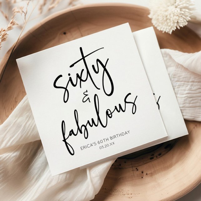Sixty & Fabulous Minimal 60th Birthday Party Napkins (Creator Uploaded)