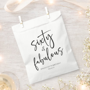 Sixty & Fabulous Minimalist 60th Birthday Party Favor Bag