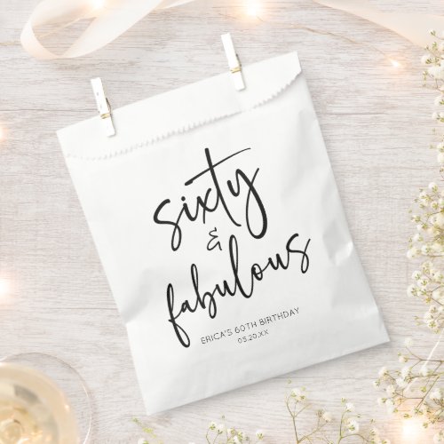 Sixty  Fabulous Minimalist 60th Birthday Party Favor Bag