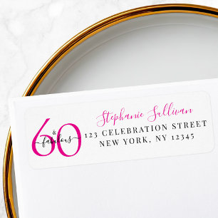 Sixty Fabulous Pink 60th Birthday Return Address Label