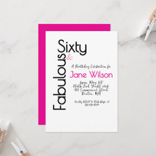   Sixty Fabulous Pink Birthday Chic Invitation