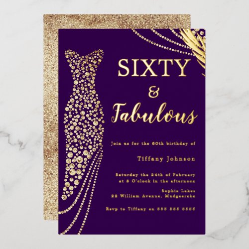 Sixty & Fabulous Purple & Gold Dress 60th Birthday