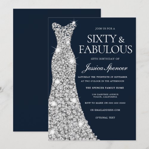 Sixty & Fabulous Silver Diamond Gown 60th Birthday