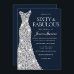 Sixty & Fabulous Silver Diamond Gown 60th Birthday Invitation<br><div class="desc">Sixty & Fabulous Silver Diamond Gown 60th Birthday Invitation

Variations to the invitation and matching items in our store</div>