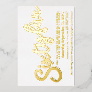 Sixty five 65th Birthday party white gold script Foil Invitation
