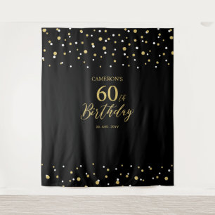Sixty   Gold & Black 60th Birthday Party Backdrop