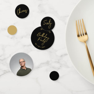 Sixty Gold & Black Modern 60th Birthday Party Confetti
