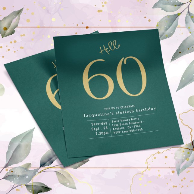 Sixty Green Gold Budget 60th Birthday Invitation Flyer (Creator Uploaded)