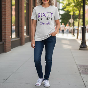 Sixty Hell Yeah! Funny Custom 60th Birthday Purple Tri-Blend Shirt