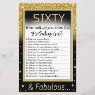 Sixty How well do you know the birthday girl