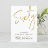 Sixty | Modern Gold 60th Birthday Party Invitation (Standing Front)