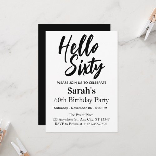 Sixty Modern Minimalist 60th Birthday Invitation