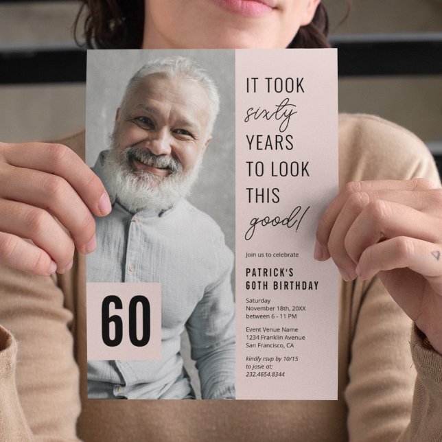 Sixty Modern Photo 60th Birthday Party Invitation (Creator Uploaded)