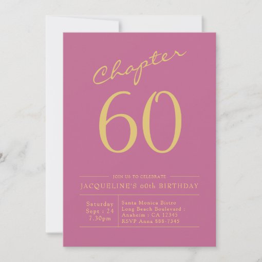 Sixty Pink Gold 60th Birthday Party Invitation Zazzle 