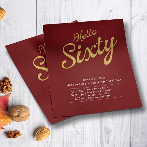 Sixty Red Gold Budget 60th Birthday Invitation Flyer