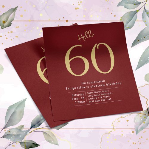 Sixty Red Gold Budget 60th Birthday Invitation Flyer