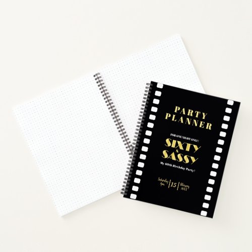 Sixty  Sassy Black Gold Party Planner Roaring 20s Notebook