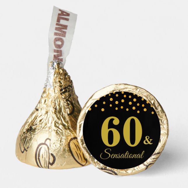 Sixty & Sensational on Black Hershey®'s Kisses® (Front)