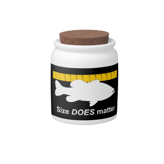 "Size Does Matter" - Funny bass fishing Candy Jar (Front)