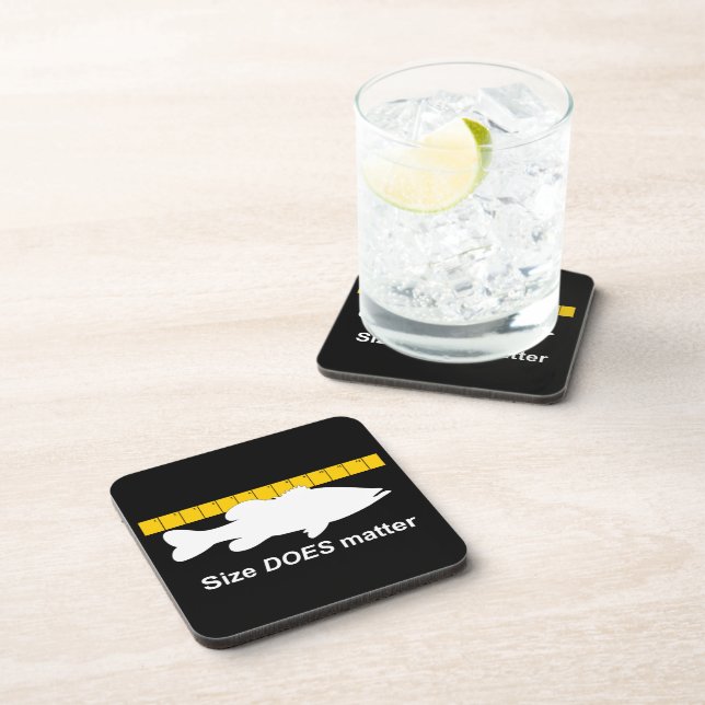 "Size Does Matter" - Funny bass fishing Drink Coaster (Right Side)