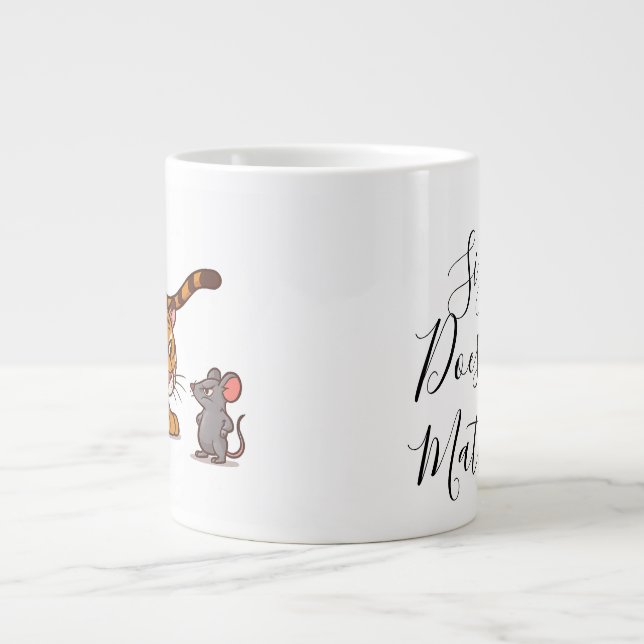 Size Doesn't Matter - Funny Tiger and Mouse Design Giant Coffee Mug (Front)