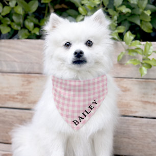 Size Sm or Med Pink Gingham Name  Pet Bandana Collar