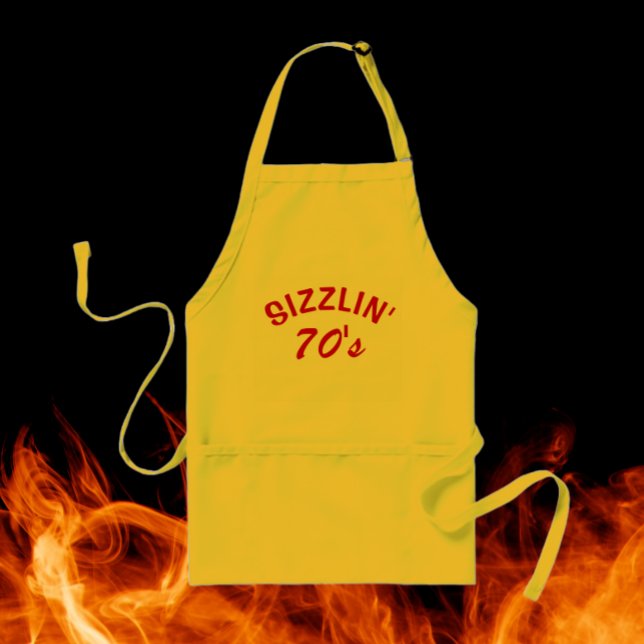Sizzlin' Seventies Birthday Milestone Adult Apron (In Situ Fire)