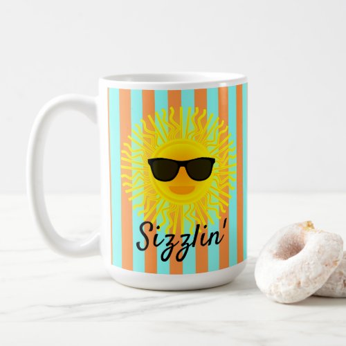 Sizzlin Smokin Hot Sun w Sunglasses  Stripes Coffee Mug