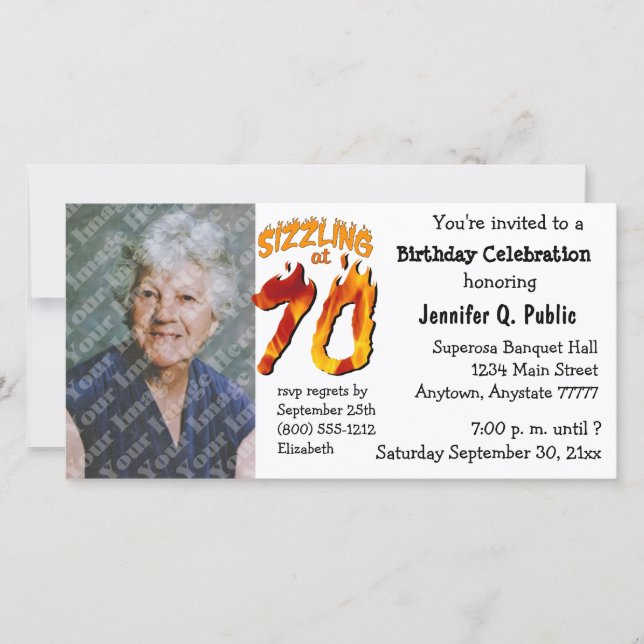 Sizzling At 70 Birthday Party Photo Invitation (Front)