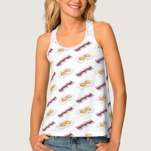 Sizzling Bacon Strips Fried Eggs Breakfast Food Tank Top