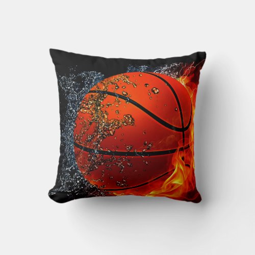 Sizzling Basketball Throw Pillow