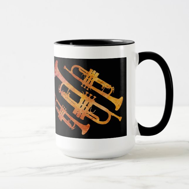 Sizzling Orange and Black Trumpet Wrap Mug (Right)