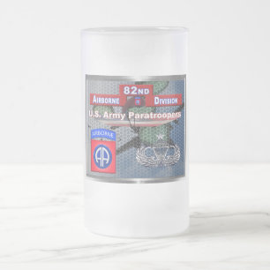 Sizzling Senior Jump Wings 82nd Airborne Division Frosted Glass Beer Mug
