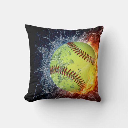 Sizzling Softball Throw Pillow