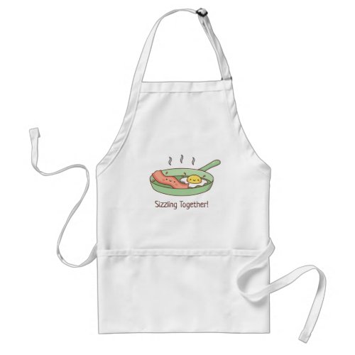 Sizzling Together Cute Bacon and Egg Valentines Adult Apron