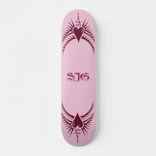 SJG Tribal Heart  Pink Girls  Skateboard