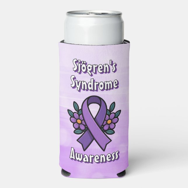 Sjögren's Awareness | Purple Ribbon Seltzer Can Cooler (Seltzer Front)
